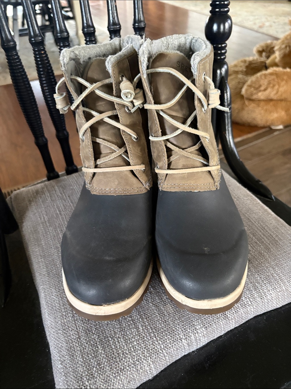 Sperry Black and Brown Lace-Up Winter Boots